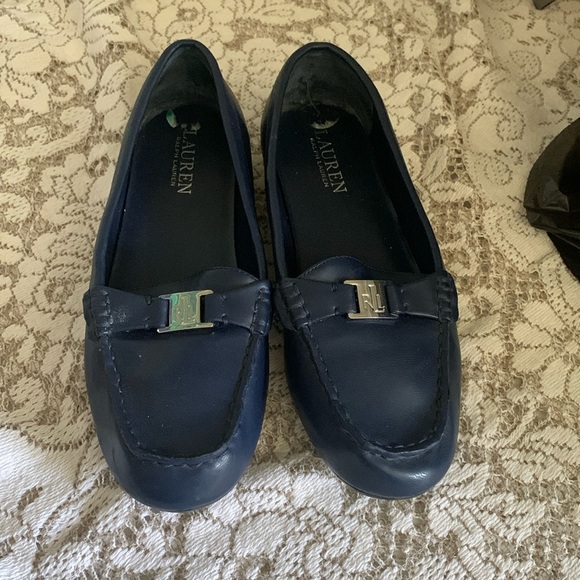 Lauren Ralph Lauren size 8 Loafers Navy Blue Leather - Picture 1 of 4